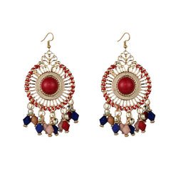 Multicolor Acrylic & Enamel 18K Gold-Plated Openwork Round Drop Earrings