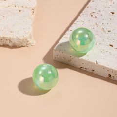 Green Resin & Silver-Plated Round Stud Earrings