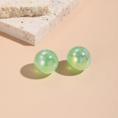 Green Resin & Silver-Plated Round Stud Earrings