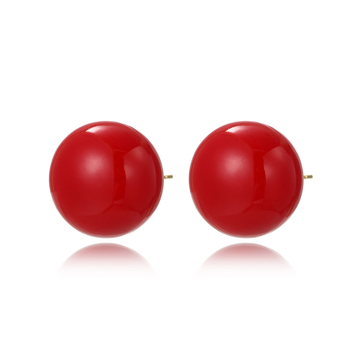 Red Pearl & 18K Gold-Plated Stud Earrings