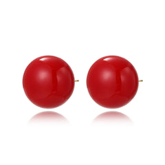 Red Pearl & 18K Gold-Plated Stud Earrings