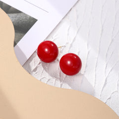 Red Pearl & 18K Gold-Plated Stud Earrings