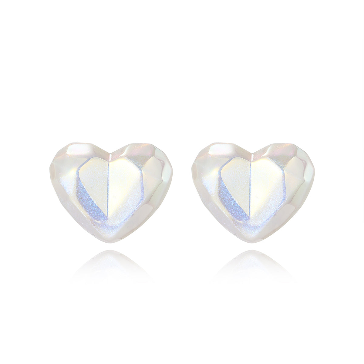 Pearl & Silver-Plated Heart Stud Earrings