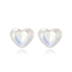 Pearl & Silver-Plated Heart Stud Earrings