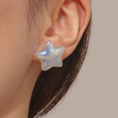 Pearl & Silver-Plated Star Stud Earrings