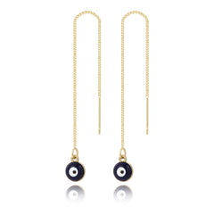 Black Enamel & 18K Gold-Plated Eye Ear Threaders