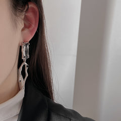 Black Crystal & Silver-Plated Branch Drop Earrings