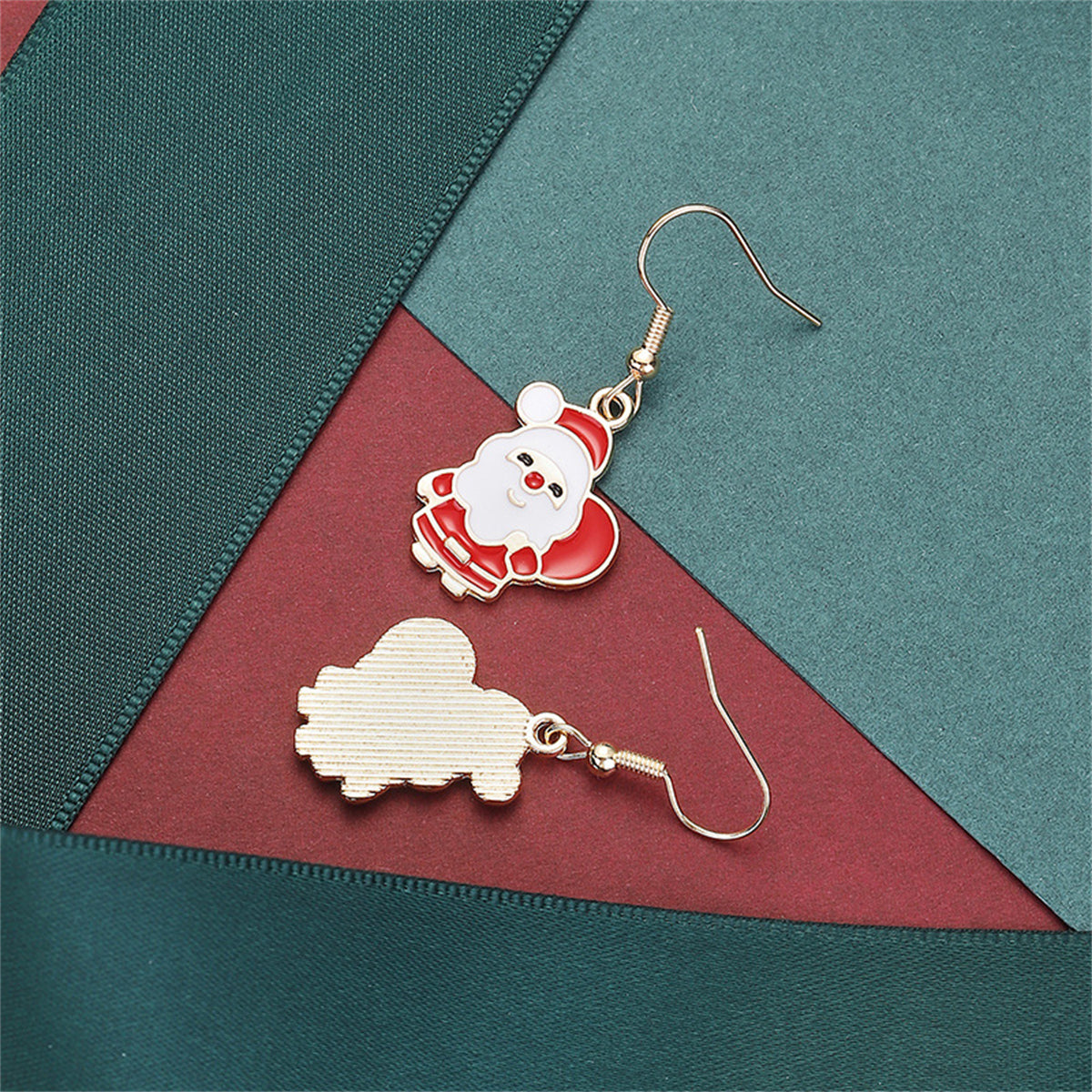 Red & 18K Gold-Plated Santa Claus With Gifts Drop Earrings