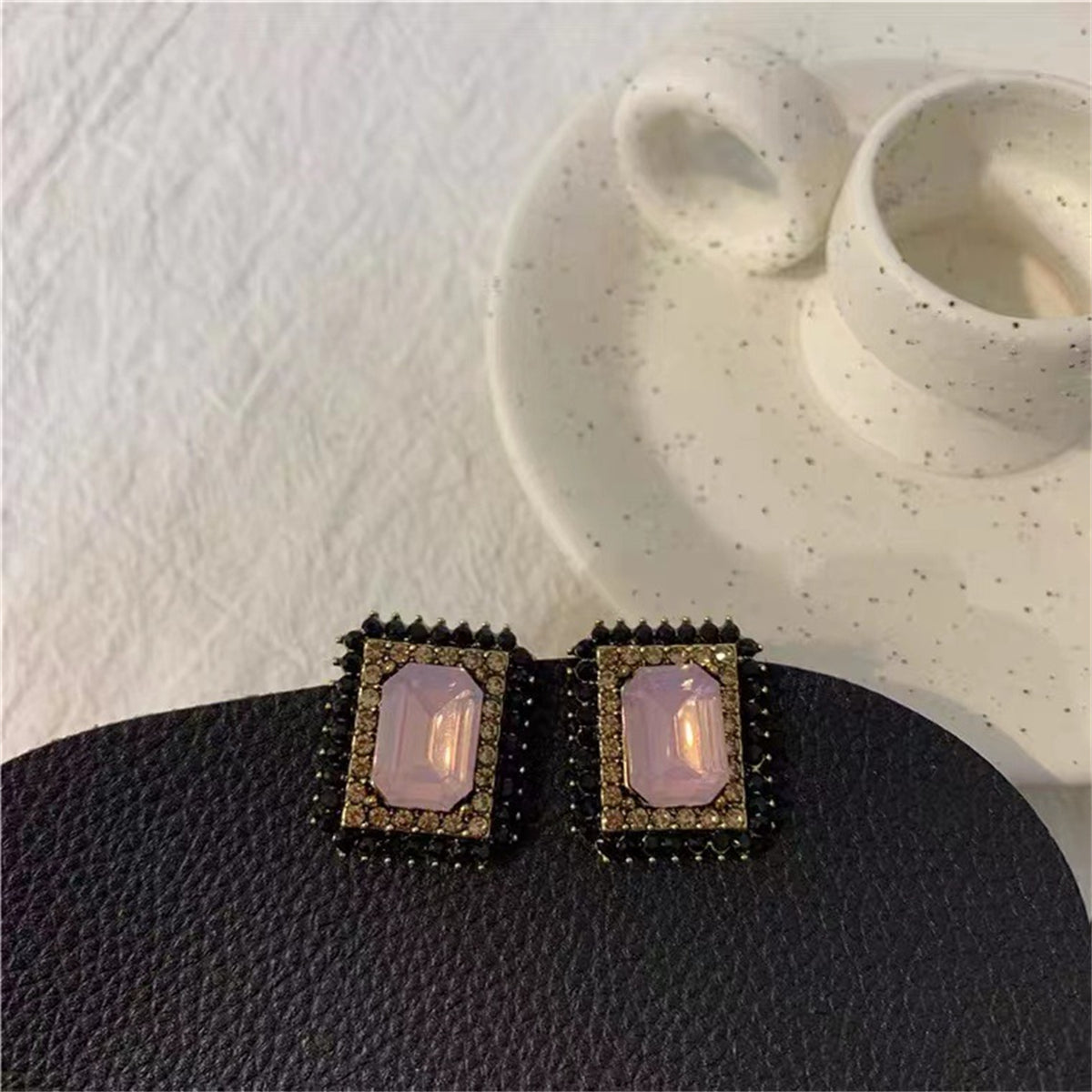 Purple Cubic Zirconia & Crystal 18K Gold-Plated Rectangle Stud Earrings