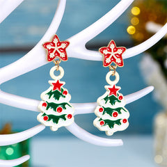 Enamel & 18K Gold-Plated Christmas Tree Dangle Earring