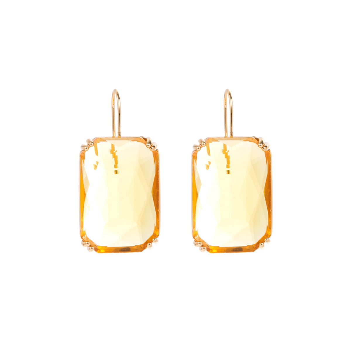 Yellow Crystal & 18K Gold-Plated Radiant-Cut Drop Earrings