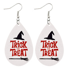 Red & Silver-Plated 'Trick Treat' Witch Hat Teardrop Drop Earrings