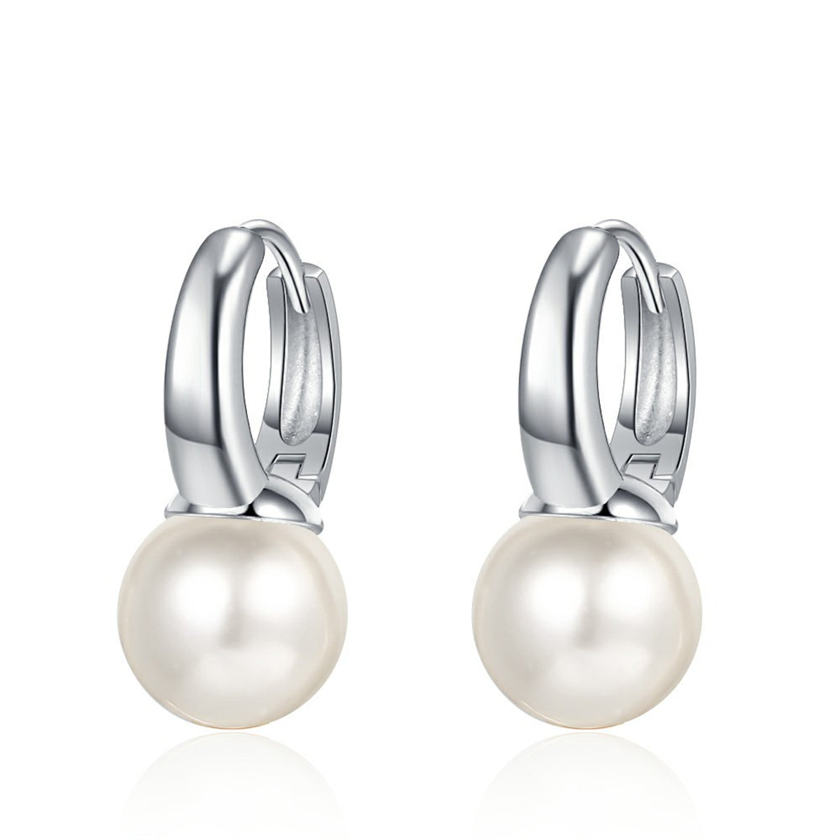 Pearl & Silver-Plated Huggie Earrings