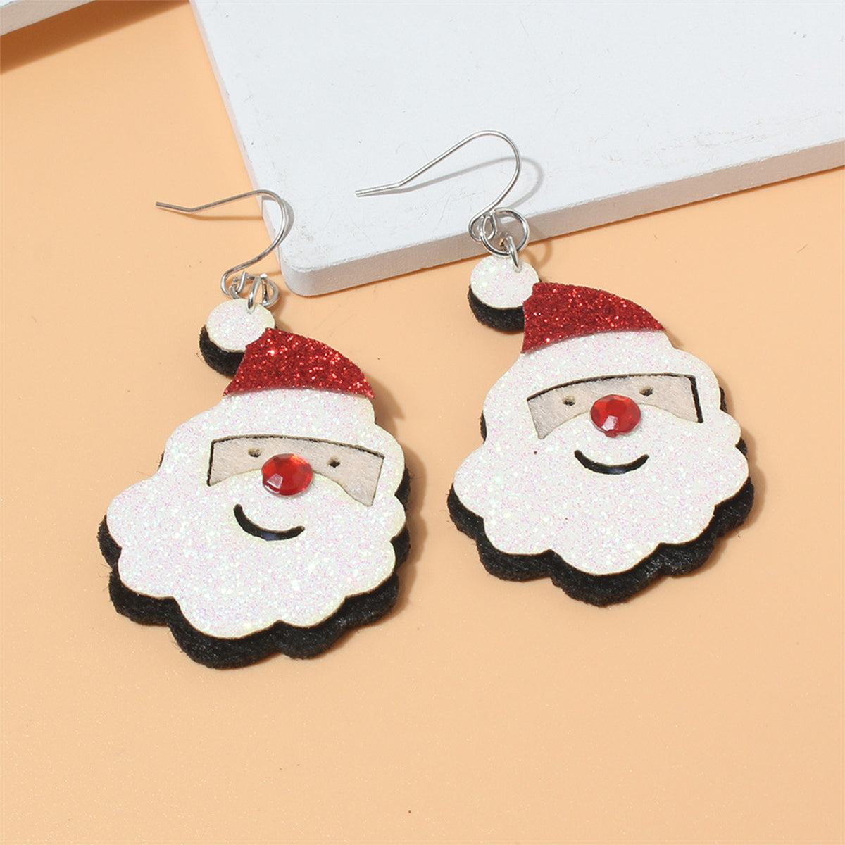 Red & White Glitter Santa Drop Earrings