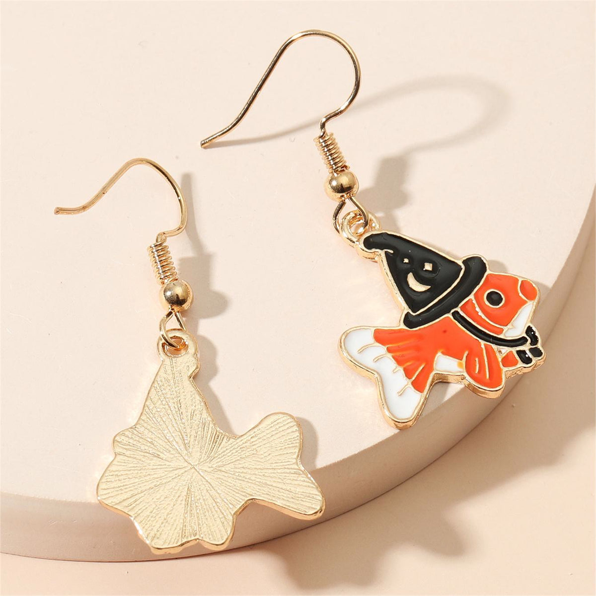 Orange Enamel & 18K Gold-Plated Witch Fish Drop Earrings