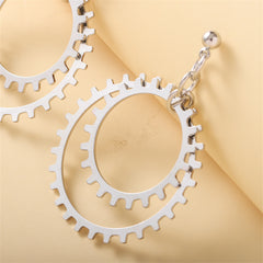 Silver-Plated Gear Drop Earring