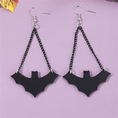 Black Bat Drop Earrings