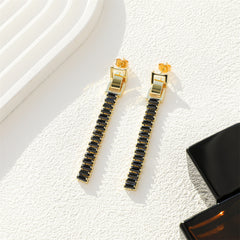 Black Crystal & 18K Gold-Plated Belt Drop Earrings