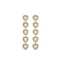 Pearl & 18K Gold-Plated Linked-Heart Drop Earrings