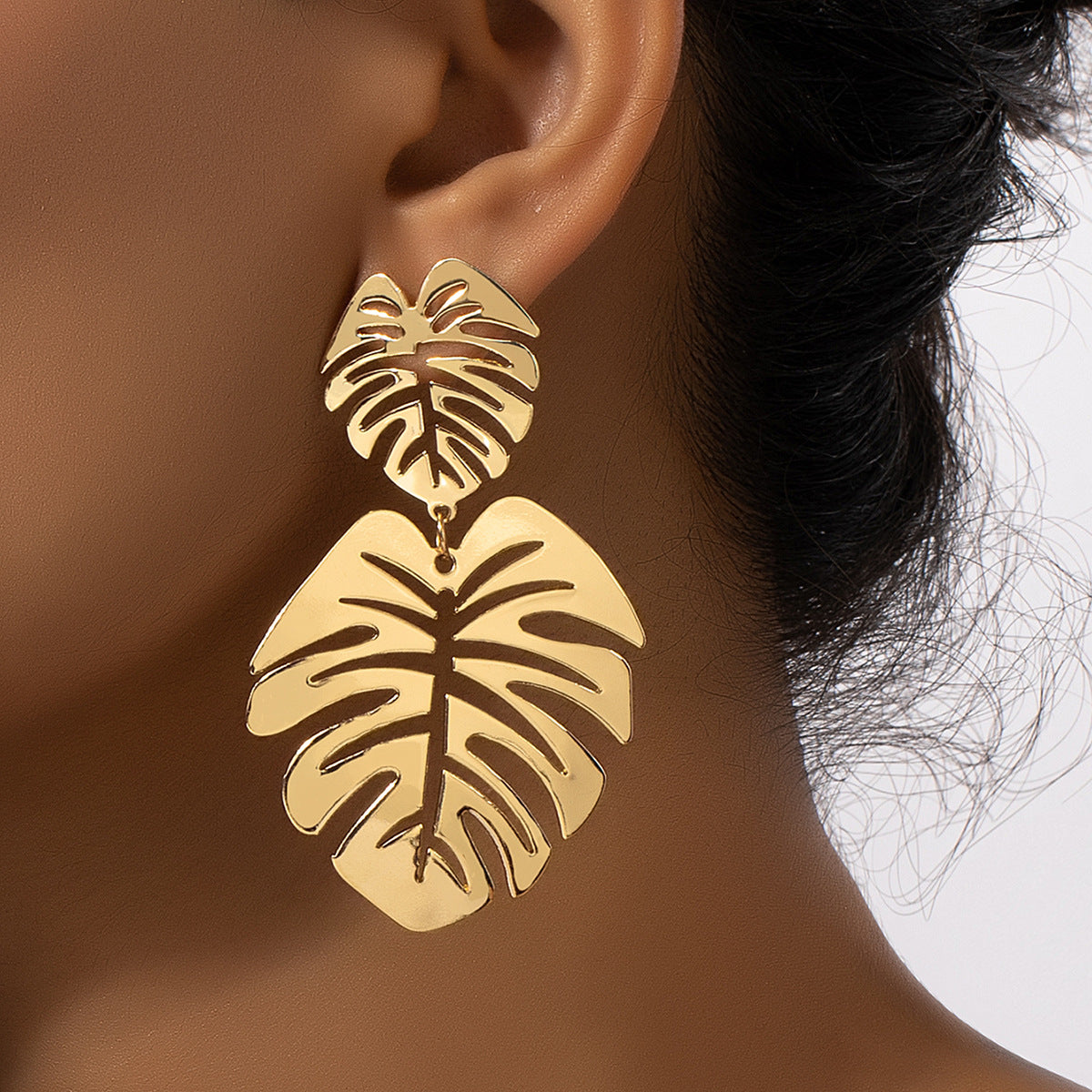 18K Gold-Plated Plantain Leaf Drop Earrings