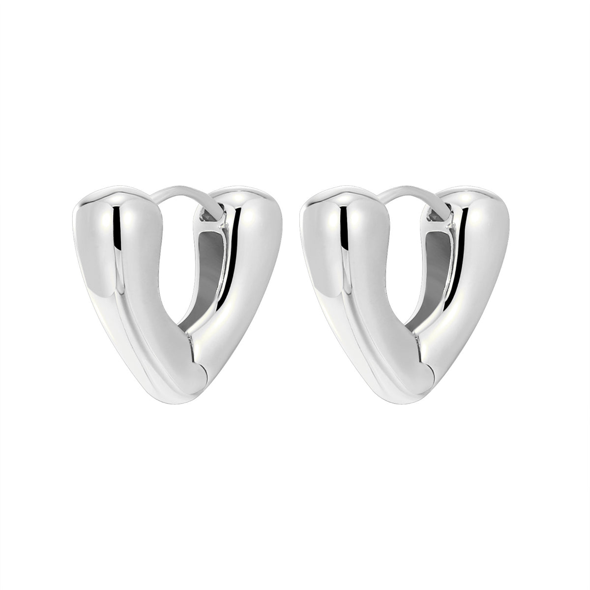 Silver-Plated Heart Huggie Earrings