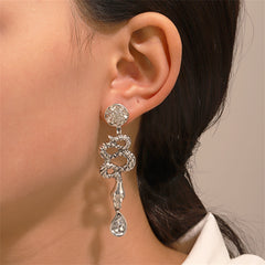 Cubic Zirconia & Silver-Plated Snake Ear Jackets