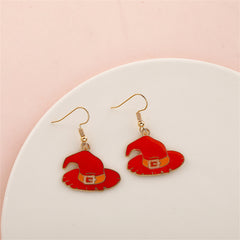 Red & Orange Enamel 18K Gold-Plated Witch Hat Drop Earrings