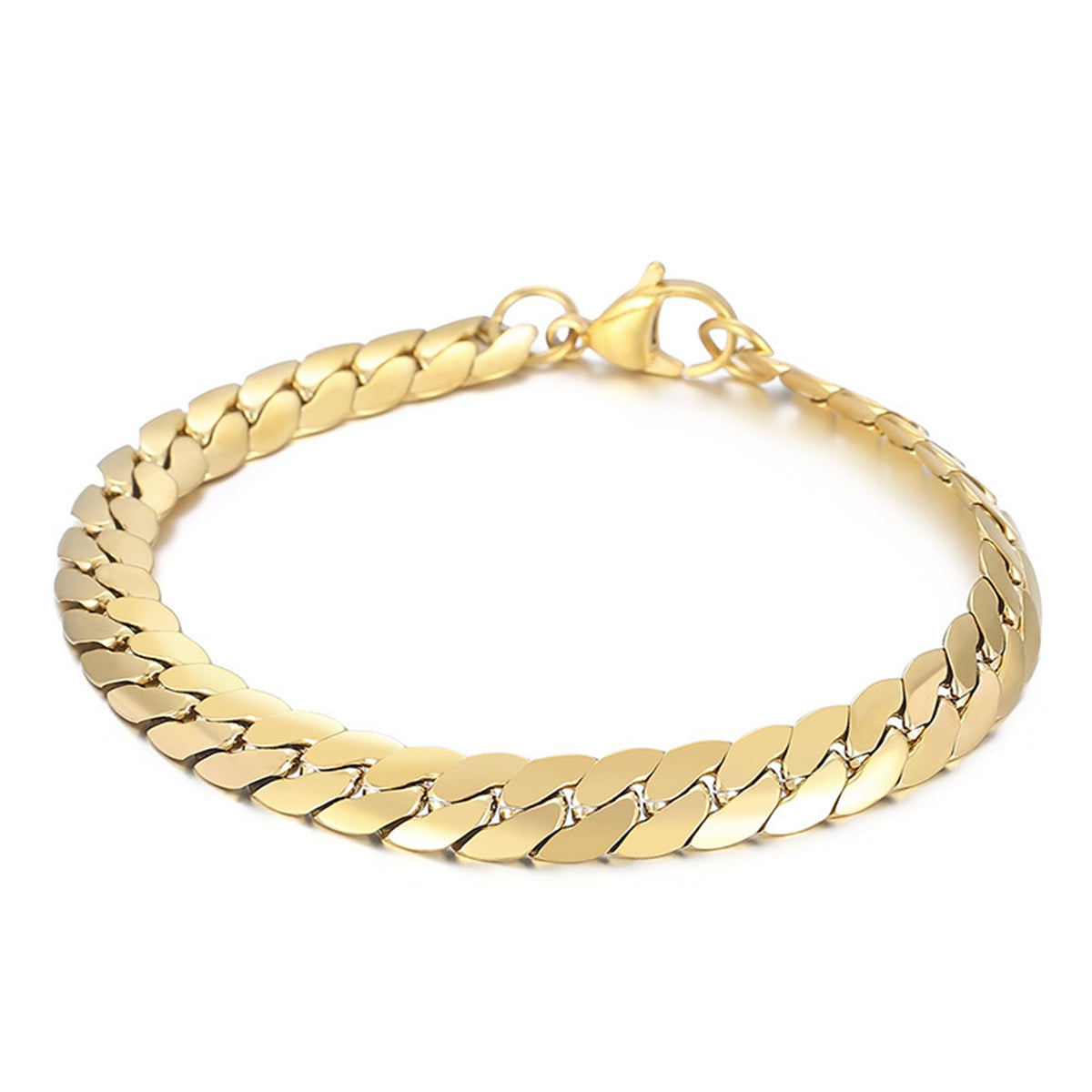 Luxurious 18K gold-plated bracelet with a prominent curb chain, ideal for elevating your everyday look.