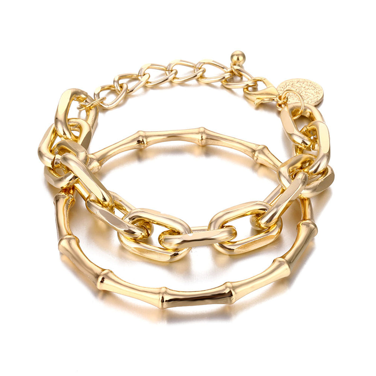 Chic 18K gold-plated cable chain bracelet with a distinctive link, an essential piece for a sophisticated look.