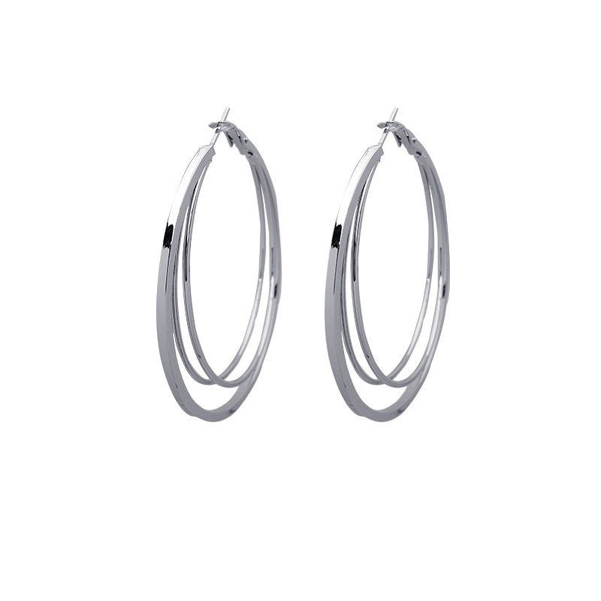 Silver-Plated Layered Hoop Earrings