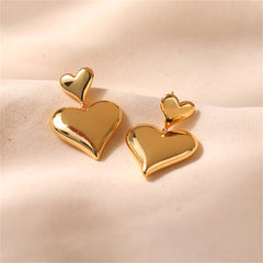 Beautifully crafted 18K gold-plated double heart earrings, a charming accessory for any jewelry collection.