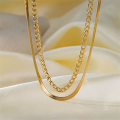 Eye-catching 18K gold-plated necklace featuring a layered design with two elegant links, perfect for any occasion.