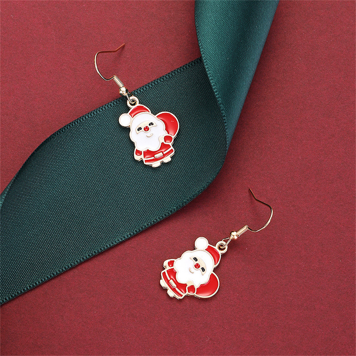 Red & 18K Gold-Plated Santa Claus With Gifts Drop Earrings