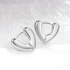 Silver-Plated Heart Huggie Earrings