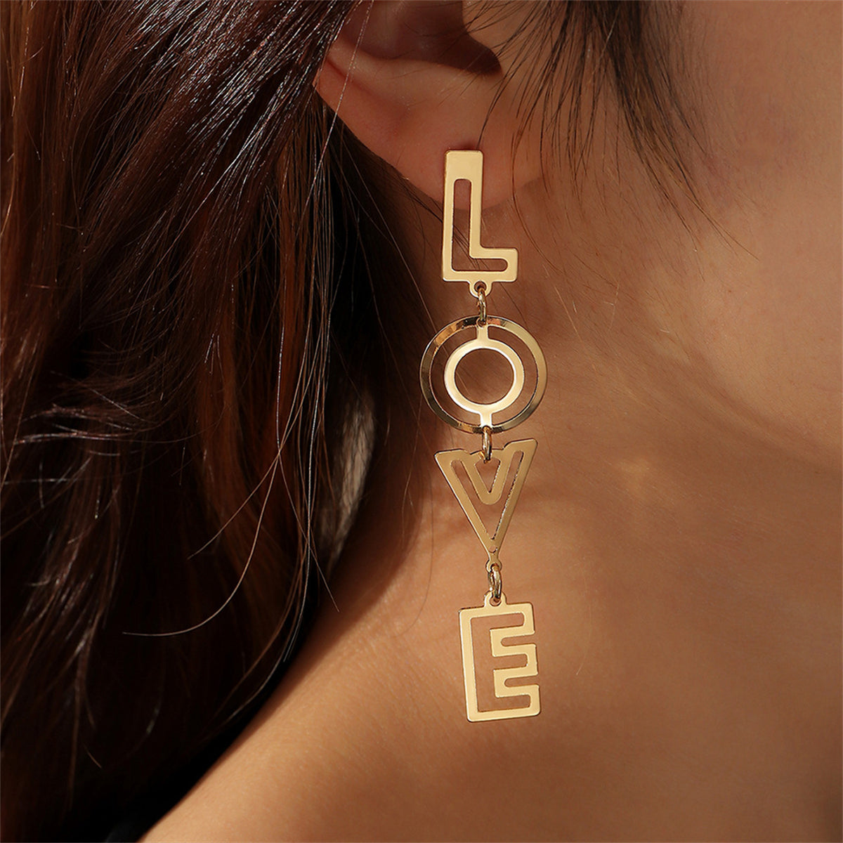 18K Gold-Plated 'Love' Openwork Drop Earrings