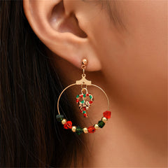 Red Enamel & Acrylic 18K Gold-Plated Candy Cane Drop Earrings