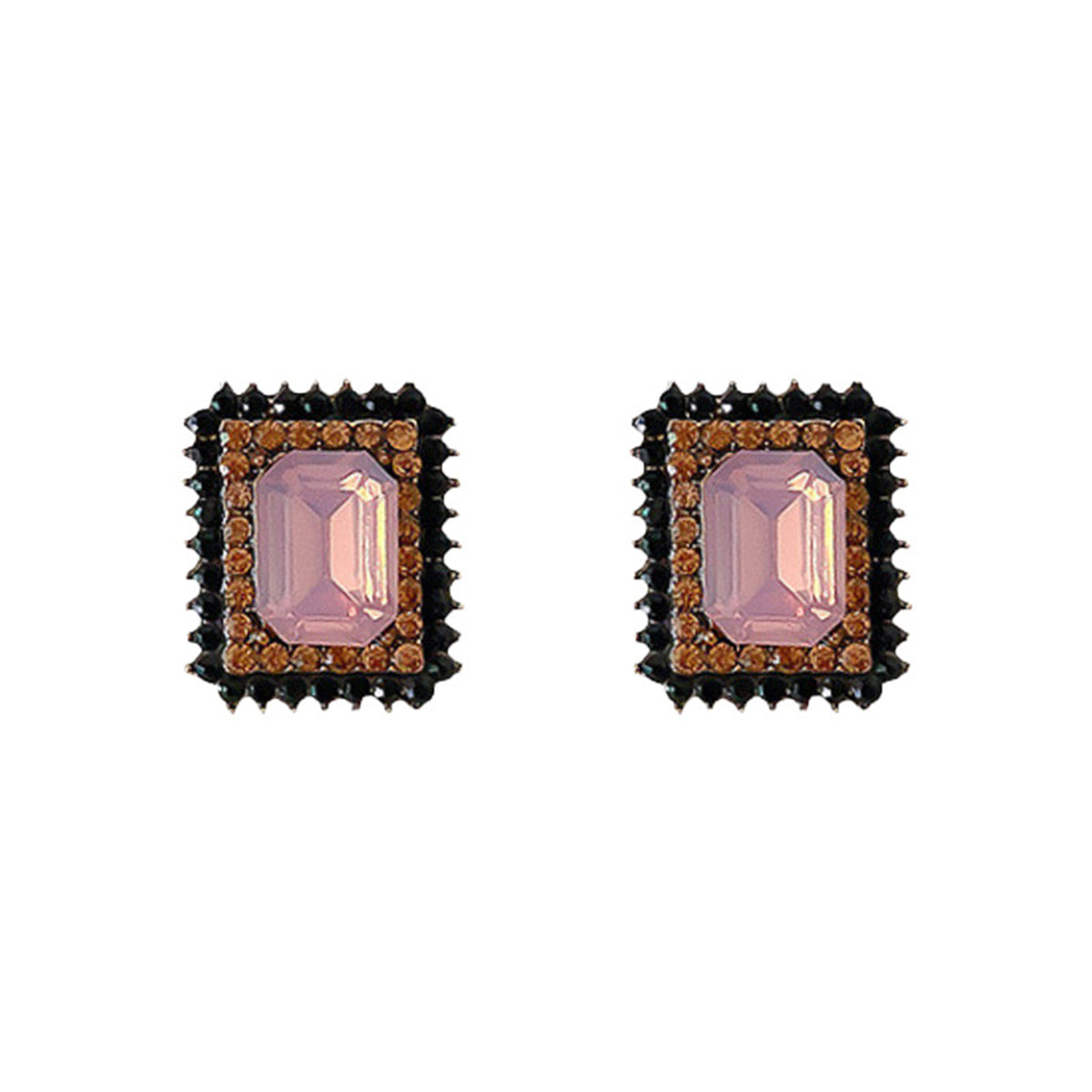 Purple Cubic Zirconia & Crystal 18K Gold-Plated Rectangle Stud Earrings