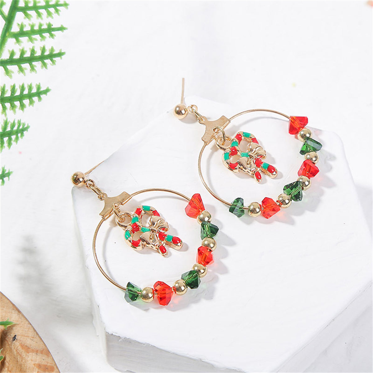 Red Enamel & Acrylic 18K Gold-Plated Candy Cane Drop Earrings