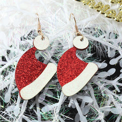 Red & White Glitter Santa Hat Drop Earrings