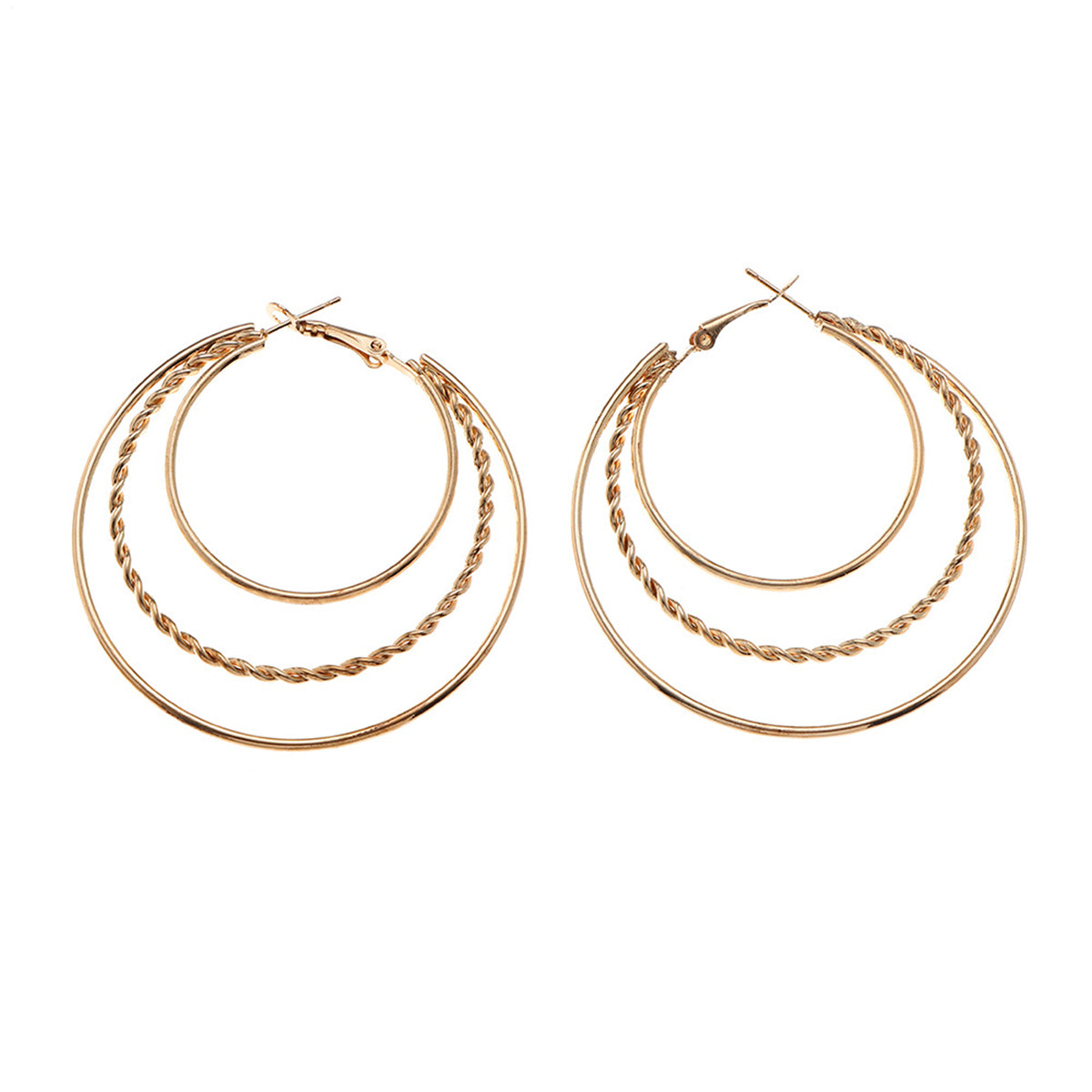 18K Gold-Plated Tri-Circle Hoop Earrings