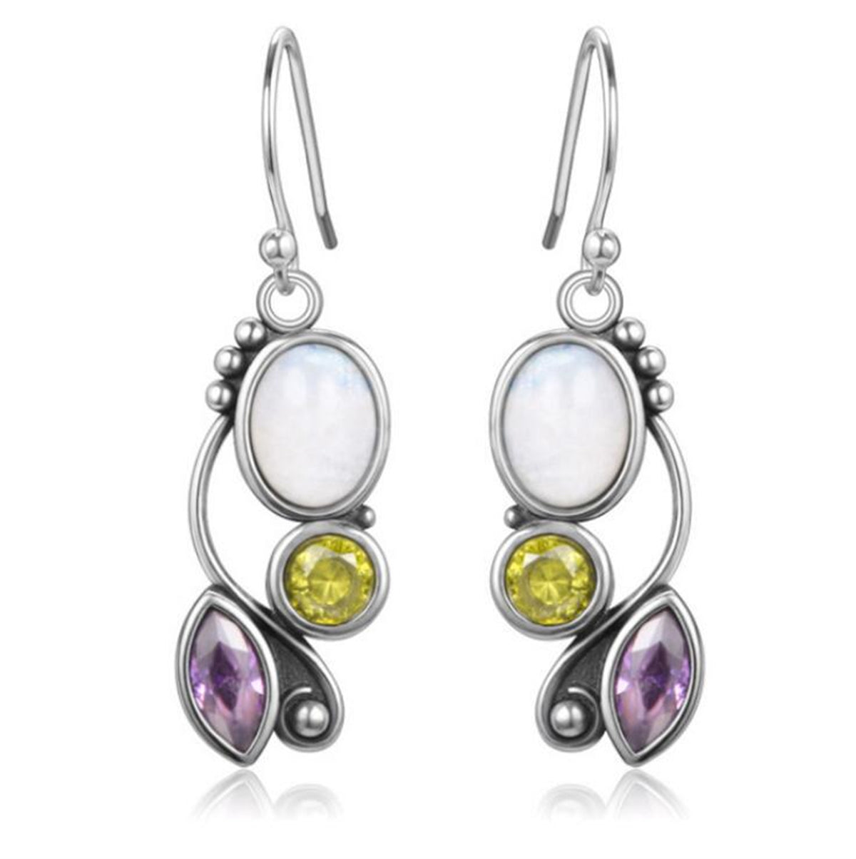 Cat's Eye & Crystal Silver-Plated Vine Drop Earrings