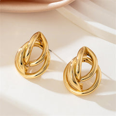 Chic 18K gold-plated circular earrings, ideal for elevating your style with a sophisticated touch.