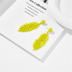 Yellow Enamel & 18K Gold-Plated Leaves Drop Earrings