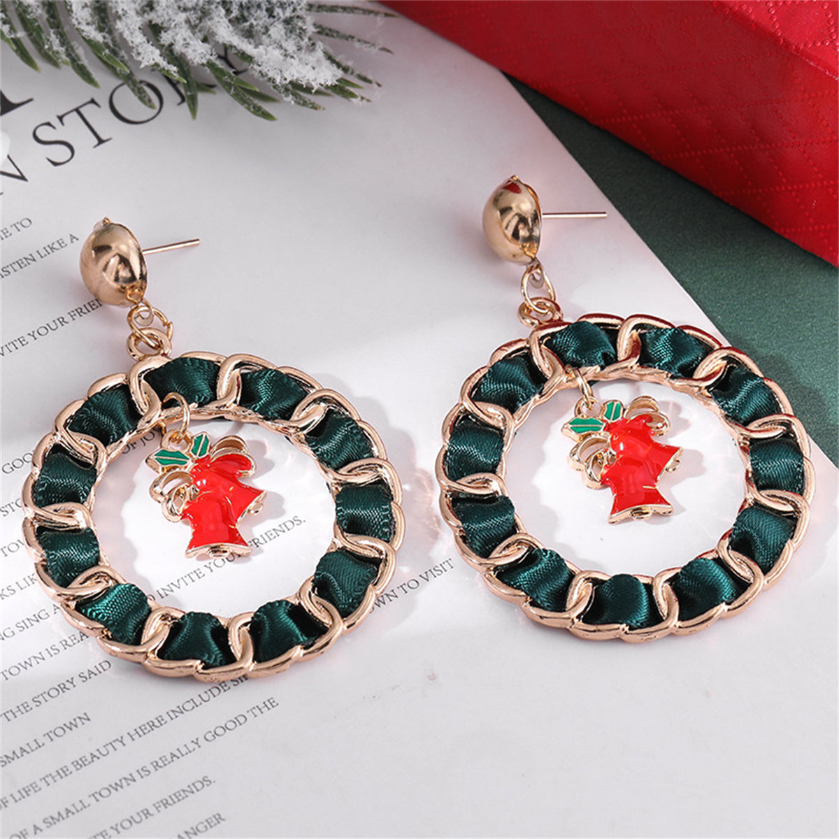 Red Enamel & Polyster 18K Gold-Plated Bell Drop Earrings