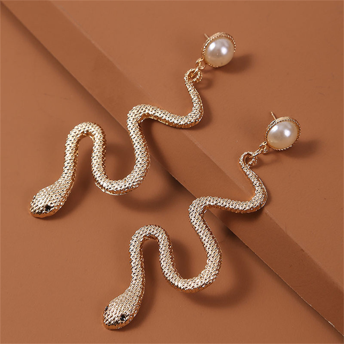 Pearl & 18K Gold-Plated Snake Cut Drop Earrings