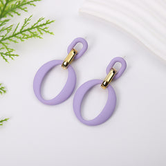 Light Purple Enamel & 18K Gold-Plated Openwork Oval Drop Earrings