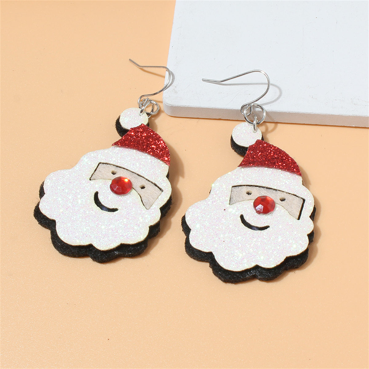 Red & White Glitter Santa Drop Earrings