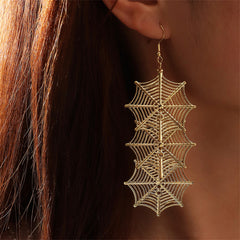 18K Gold-Plated Linked Spider Web Drop Earrings