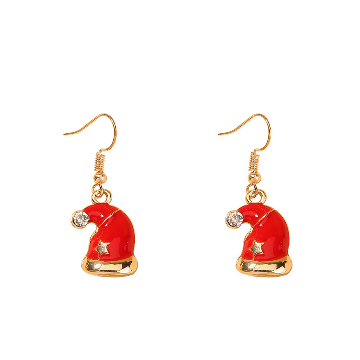 Cubic Zirconia & 18K Gold-Plated Santa Hat Drop Earrings