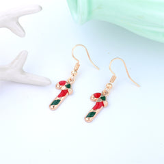 Green & 18K Gold-Plated Candy Cane Crutch Drop Earrings